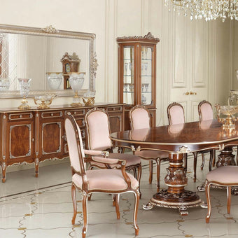 Eclectic Palazzo Dining With Armrest in Blush Velvet
