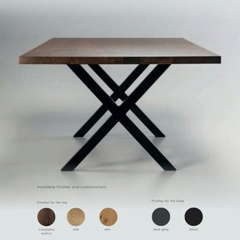 Cross Console Table – Walnut Finish with Sculptural X-Base Design