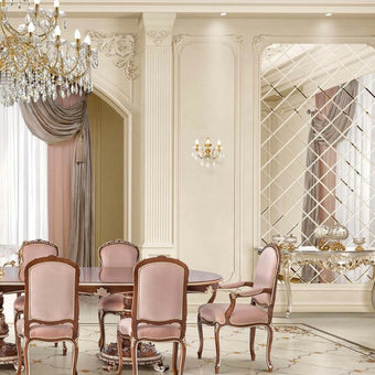 Eclectic Palazzo Dining With Armrest in Blush Velvet